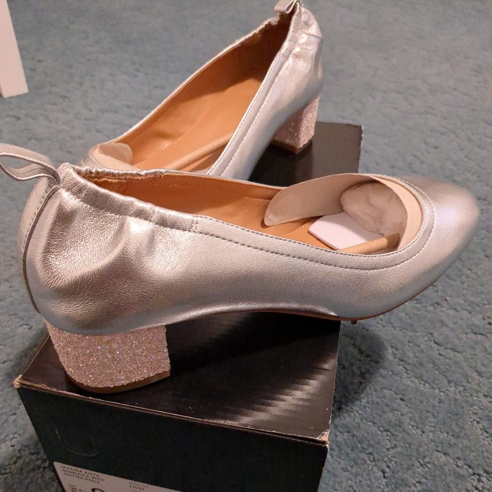 J.Crew  Factory NIB Silver Heels 9